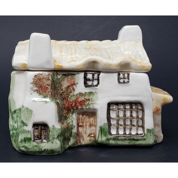 Sugar Bowl House Shaped Lidded Vintage Rectangle Devon England - Picture 1 of 10